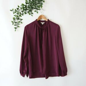 Lucky Brand Women's Tassel Tie Neck Long Sleeve Top S Small Purple